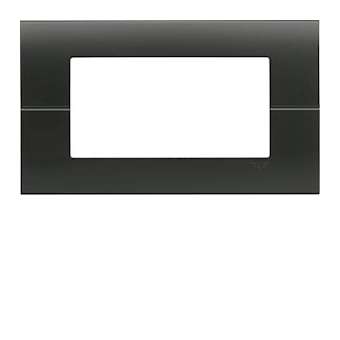 Systo plaque horizontale entraxe 57 4 modules Noir|Hager-HAGWS410N