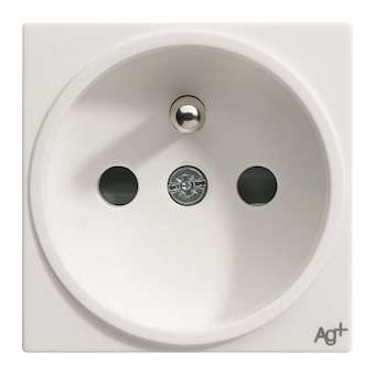 Systo prise de courant 2P+T 16A 250V SanVis 2 modules Blanc AntiBactérien|Hager-HAGWS100H