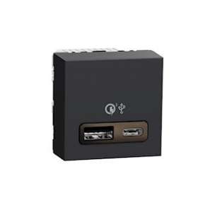 Unica - prise chargeur USB double - rapide 18W - 3,4A type A+C - 2 mod - anthra|Schneider Electric-SCHNU301954