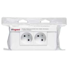 Double prise précâblée avec plaque Mosaic + cadre saillie - blanc|Legrand-LEG200021