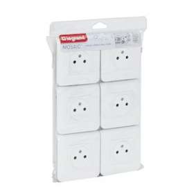 Lot de 6 prises de courant Surface Mosaic blanc complet avec plaque|Legrand-LEG200083