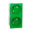Unica - prise double 2P+T - FR - 45DEG - connexion rapide - Vert - méca seul|Schneider Electric-SCHNU306906