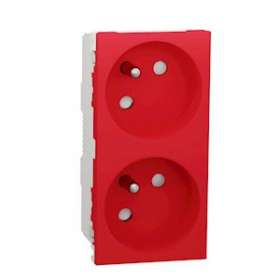 Unica - prise double 2P+T - FR - 45DEG - goul - connex rapide - Rouge - méca seu|Schneider Electric-SCHNU306903T