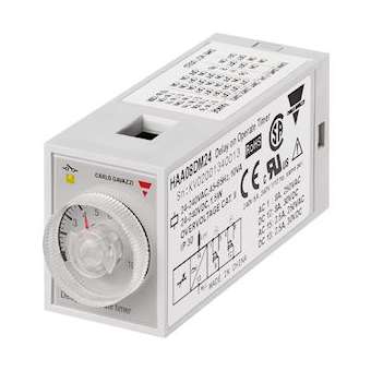 Tempo travail mise sous tension/symétrique - 2 RT 5A 24-240Vca/cc -0,1 s..100h|Carlo gavazzi-CGPHAA08DM24
