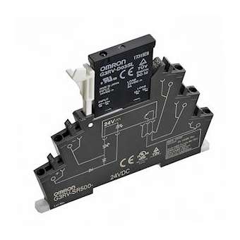 Relais statique plat 6mm, socle inclus, sortie ac triac, 2 a, borne push-in, 24v|Omron electronics-OMRG3RV-SR500-AL24VDC