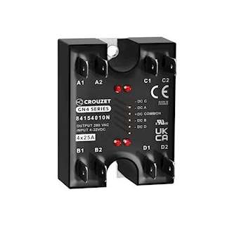 SSR, GN4, 4-Channel, Panel Mount, 25A, IN 4-32 VDC, OUT 280 VAC, Zero Cross|Crouzet-CRT84154010N