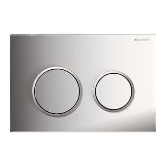 Plaque Geberit Omega20 double touche: chromé brillant, chromé mat|Geberit-GBR115.085.KH.1