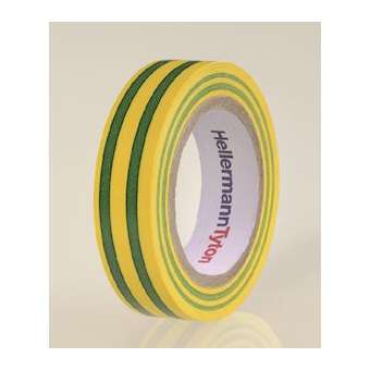 Ruban adhésif Isolant PVC HelaTape Flex 15 - Vert/Jaune 15x10|HellermannTyton-HNE71000106