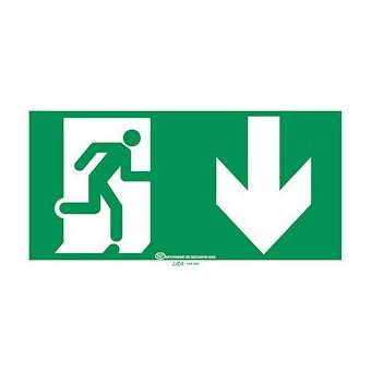 Pictogramme autocollant évacuation avec flèche vers le bas|Ura-URA956663