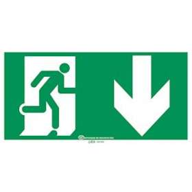 Pictogramme autocollant évacuation avec flèche vers le bas|Ura-URA956663