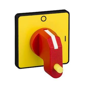 Harmony - tête de manoeuvre - 45x45mm - jaune - crosse rouge cadenassable - O-I|Schneider Electric-SCHKCG3Y