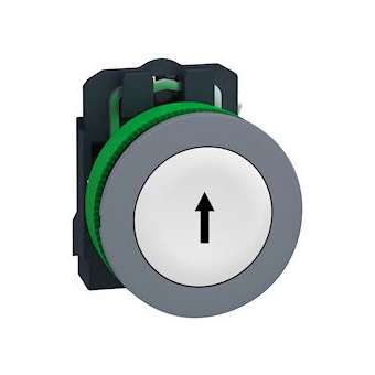 Harmony XB5 - bouton poussoir - D22 - col flush grise - marqué - blanc - 1F|Schneider Electric-SCHXB5FA3341C0