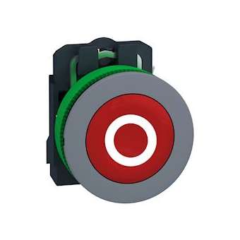 Harmony XB5 - bouton poussoir - D22 - col flush grise - marqué - rouge - 1O|Schneider Electric-SCHXB5FA4322C0