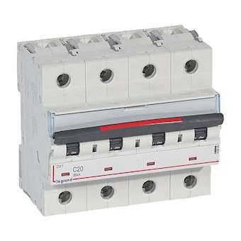 Disjoncteur DX³ 36kA arrivée haute/départ bas vis 4P 20A - courbe C - 6 mod|Legrand-LEG410035