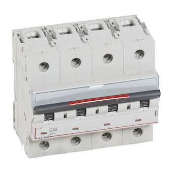 Disjoncteur DX³ 36kA arrivée haute/départ bas vis 4P 40A - courbe C - 6 mod|Legrand-LEG410038
