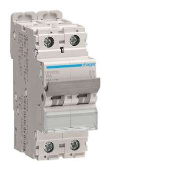 Disjoncteur 2P 25kA courbe C - 6A 2 modules|Hager-HAGNRN206