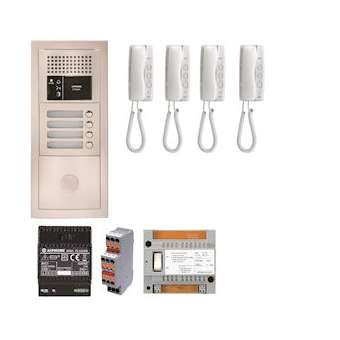 Pack audio 4 bp encastré, module vigik, centrale, 4 gt1d & alim.|Aiphone-AIPGTBA4E