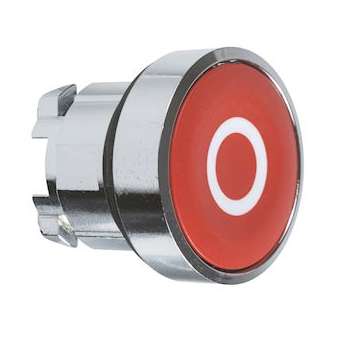 Harmony XB4 - tête bouton poussoir - affleurant - D22 - rouge - texte 'O'|Schneider Electric-SCHZB4BA432