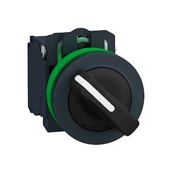 Harmony XB5 - bouton à manette - flush - 2 posit fixe - noir - 1O+1F - vis|Schneider Electric-SCHXB5FD25