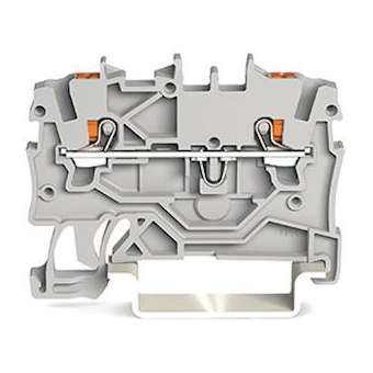 Borne de passage pour 2 conducteurs avec poussoir 1mm², gris|Wago contact-WAG2200-1201
