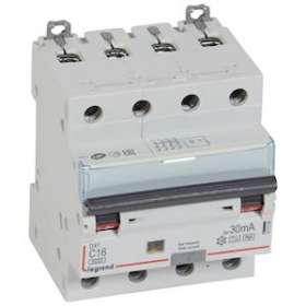 Disj. diff monobloc DX³6000 10kA arrivée haut/départ bas vis 4P 16A typeF 30mA|Legrand-LEG411244