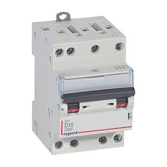 Disjoncteur DX³ 6000-vis/vis-4P-400V~-10A-10kA-courbe D-peigne HX³ opti 4P -3M|Legrand-LEG408125