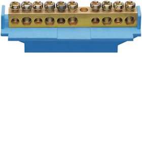 Borne en laiton, 5x10² 5x16², avec base de montage, Couleur: bleu|Hager-HAGKM10A