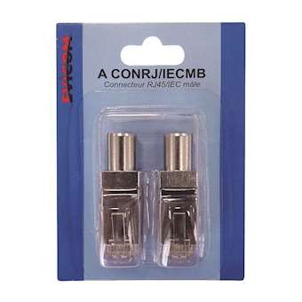 Adaptateur Balun RJ45 vers IEC mâle sous blister (2 pièces)|Evicom-EVCACONRJIECMB