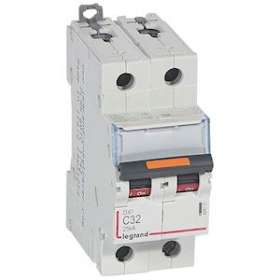 Disjoncteur DX³ 25kA arrivée haute/départ bas vis 2P 32A -courbe C - 2 mod|Legrand-LEG409771