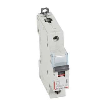 Disjoncteur DX³6000 10kA arrivée haute/départ bas vis 1P 4A courbe C - 1 mod|Legrand-LEG407649
