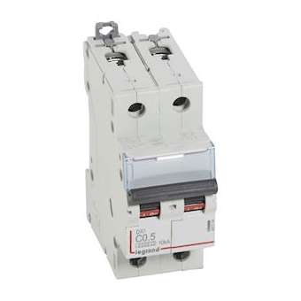 Disjoncteur DX³6000 10kA arrivée haute/départ bas vis 2P 0,5A courbe C - 2 mod|Legrand-LEG407774