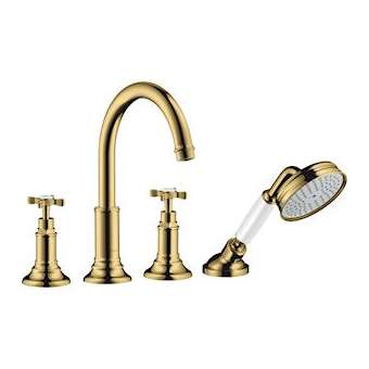 Mélangeur 4 trous pour montage sur bord de baignoire aspect doré poli|Hansgrohe-HA316546990