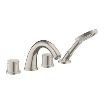 Set de finition 4 trous pour montage sur plage de carrelage aspect acier inox|Hansgrohe-HA310451800
