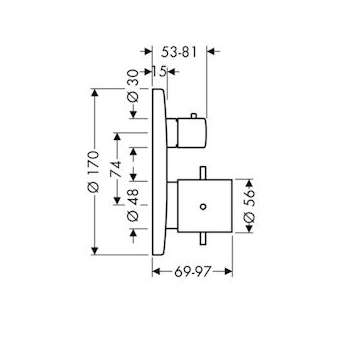Set finition mitigeur thermostatique encastré, RA/inverseur chromé poli|Hansgrohe-HA310720020