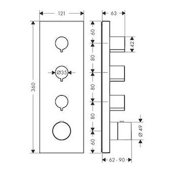 Module Thermostatique Set de finition 3/4' laiton poli|Hansgrohe-HA310751930