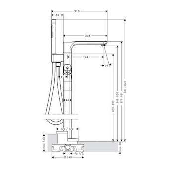 Mitigeur thermostatique encastré au sol, set de finition laiton poli|Hansgrohe-HA311422930