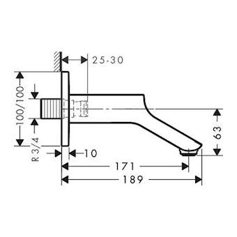 Bec déverseur court, 171mm bronze poli|Hansgrohe-HA311430130