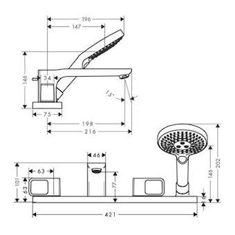 Set de finition mélangeur 4 trous pour montage bord de baignoire chromé brossé|Hansgrohe-HA311443260