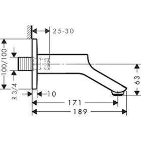 Bec déverseur court, 171mm chromé brossé|Hansgrohe-HA311430260