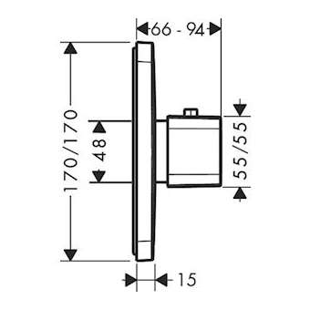 Set de finition pour mitigeur thermostatique encastré chromé brossé|Hansgrohe-HA311730260