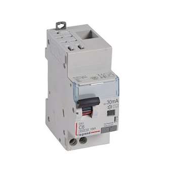 Disjoncteur diff DX³ 6000 -auto/vis-U+N 230V~-6A-typeAC-30mA-courbe C - 2 mod|Legrand-LEG410799