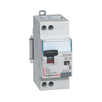 Disjoncteur diff DX³ 6000 - U+N 230V~- typeAC 300mA - 25 A courbe B - 2 modules|Legrand-LEG410901