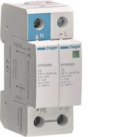 Parafoudre 2P débrochable 8KA type 2 avec voyant lumineux|Hager-HAGSPN208D