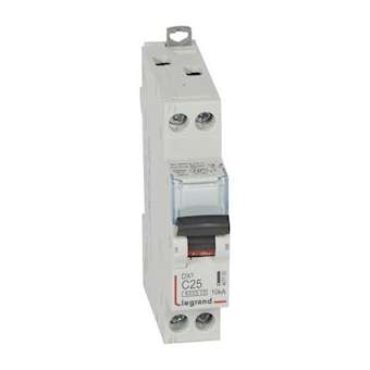 Disj. DX³6000 10kA arrivée haute/départ bas vis U+N 230V~ 25A courbe C -1 mod|Legrand-LEG407702