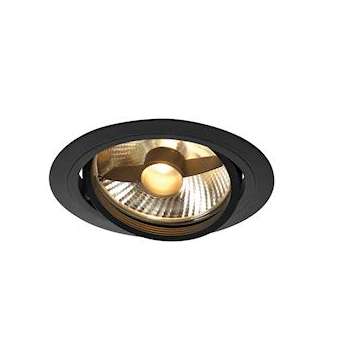 NEW TRIA 150, rond, QPAR111, encastré, rond, noir, max. 75W, lames ressorts|SLV-DC5113550