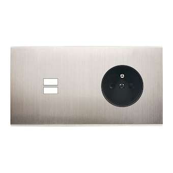 Façade CONFIDENCE LAITON NICKEL SATINE DOUBLE HORIZONTALE U1 PC|Modelec-MD8295-418M