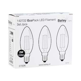 Ecopack Lot 3Pcs Led Fil C35 E14 2W (22W) 220Lm 827 Clair|Bailey-BIY142722