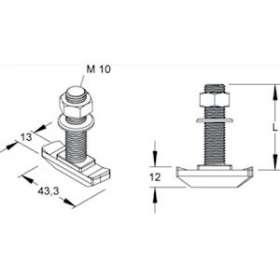 Boulon losange HK.610/30 GC, écrou et rondelle inclus.|Niedax France-NDX709794