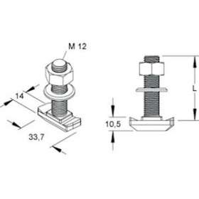 Boulon losange HK.512/30 GC, écrou et rondelle inclus.|Niedax France-NDX124251