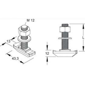 Boulon losange HK.612/30 GC, écrou et rondelle inclus.|Niedax France-NDX945474